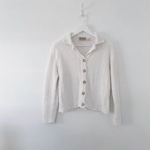 vintage blanco collared and ribbed cardigan